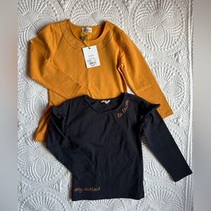 Kids Long Sleeve Shirt Set - Black and yellow